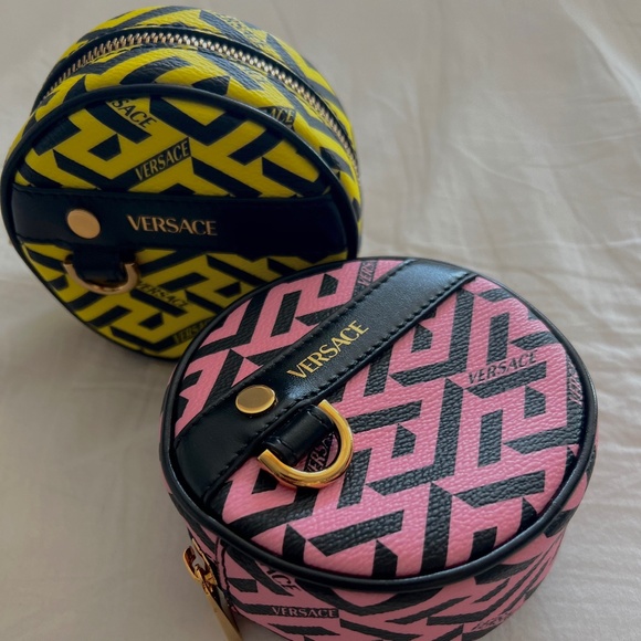 VERSACE Logo Monogram Leather Coin Pouch - Picture 1 of 1